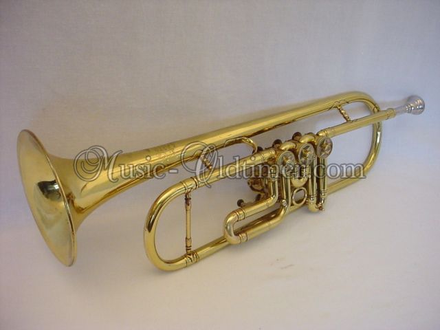 Picture of trumpet - www.Music-Oldtimer.com  A. Rampone - B. Cazzani Side Action Rotary Valve Trumpet